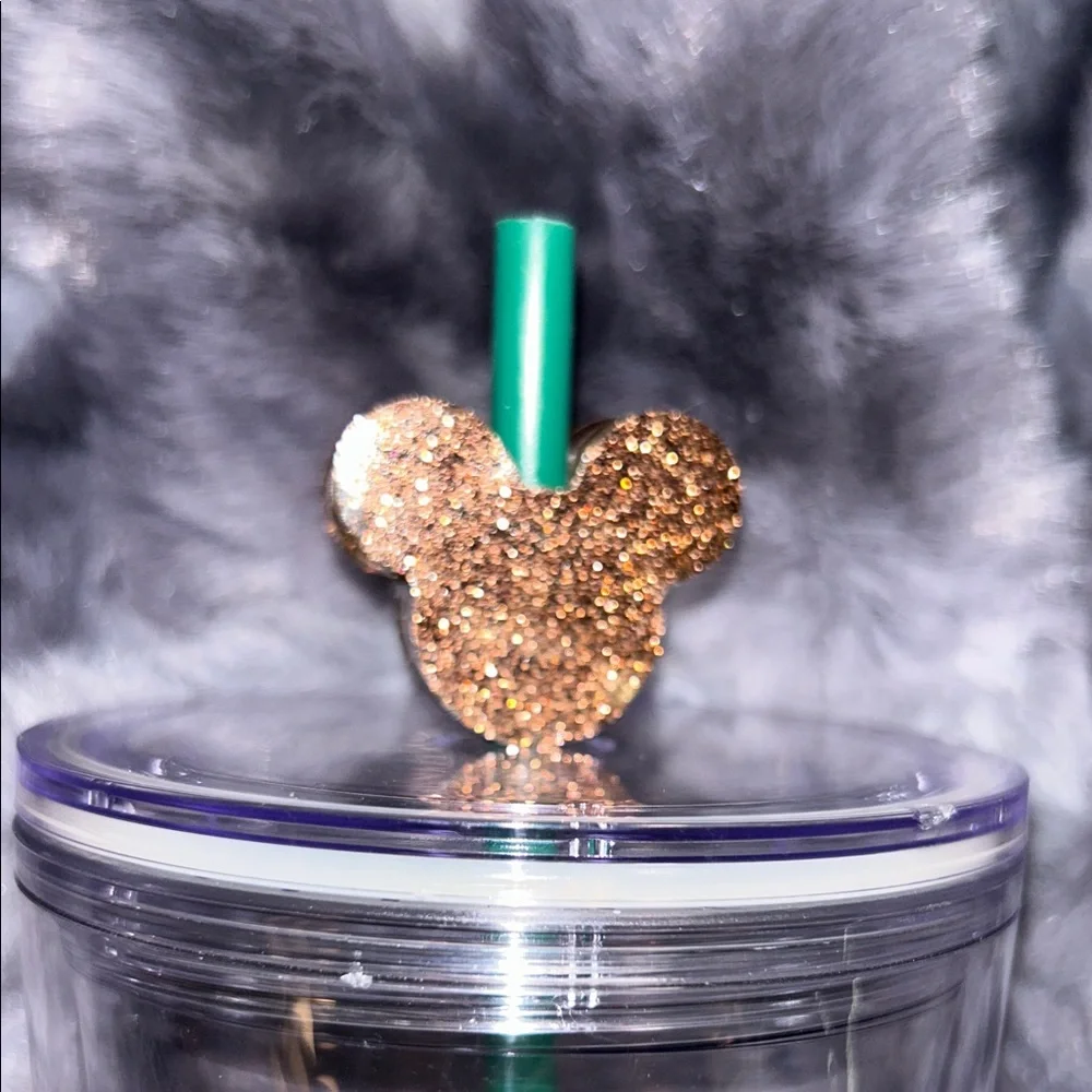 Glittery Brown Mickey Mouse straw topper